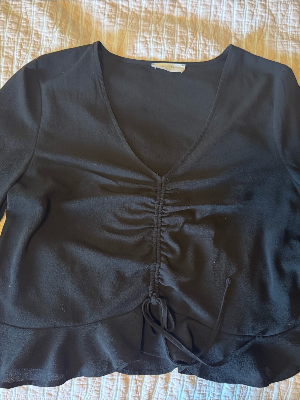 Elodie Women’s Black V-Neck Ruched Top